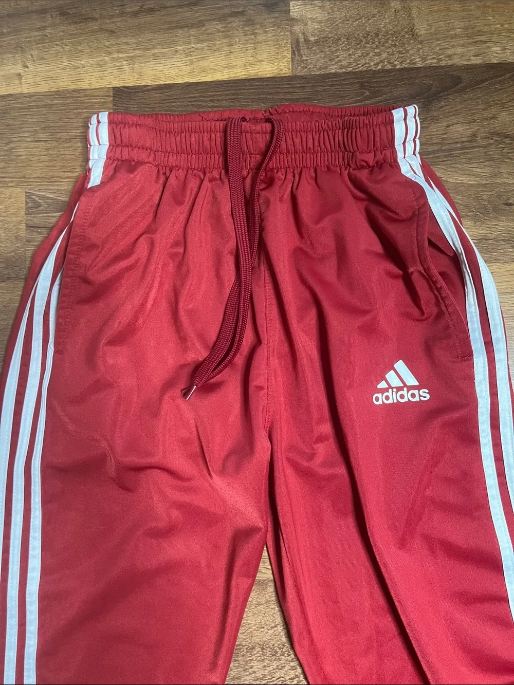 adidas Red Jogger Track Pants with White Three Stripes